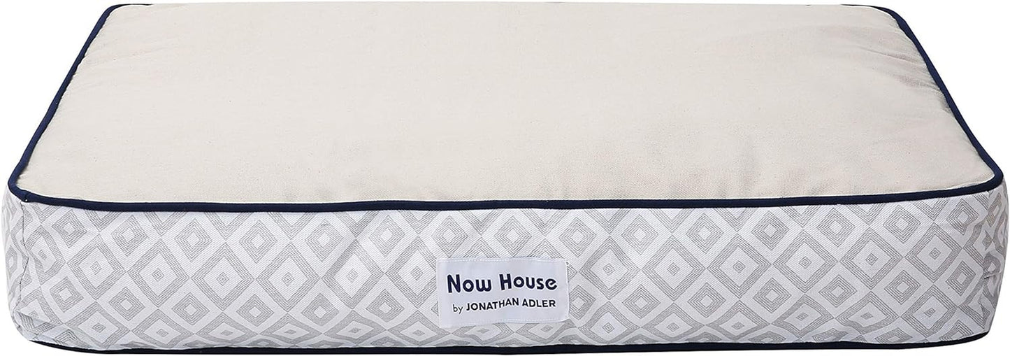 Now House by Jonathan Adler Grey Diamond Cushion Dog Bed, Medium Washable for Pets